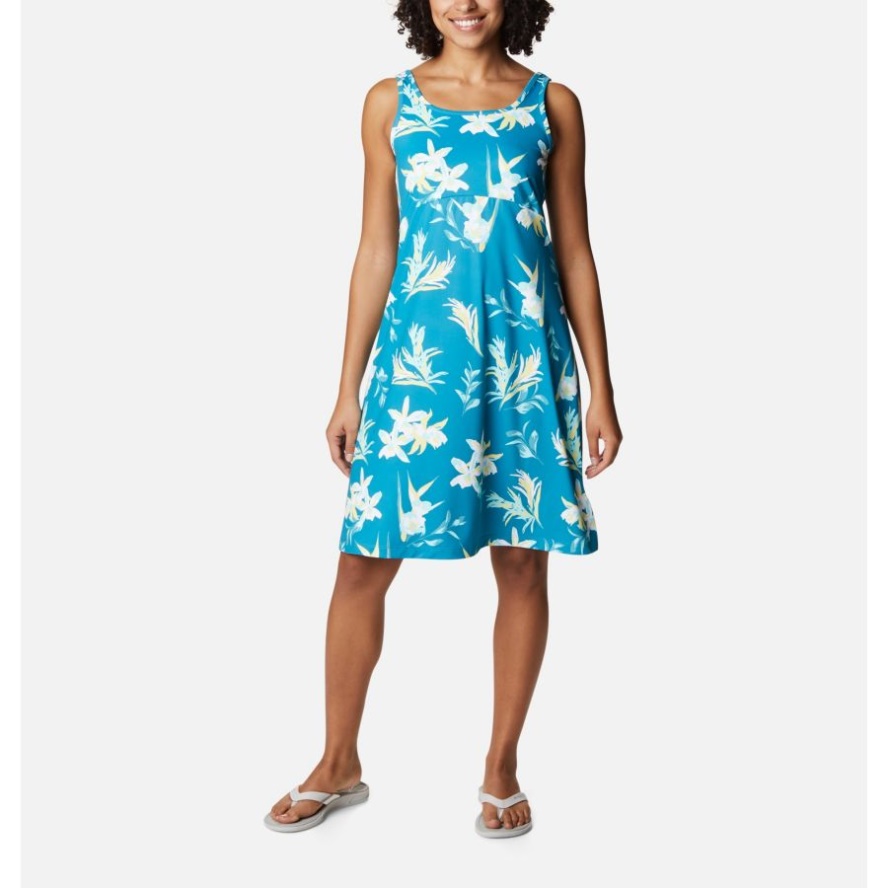 Deep Marine/Tossed Tropics Print Women's PFG Freezer III Dress Columbia Sale