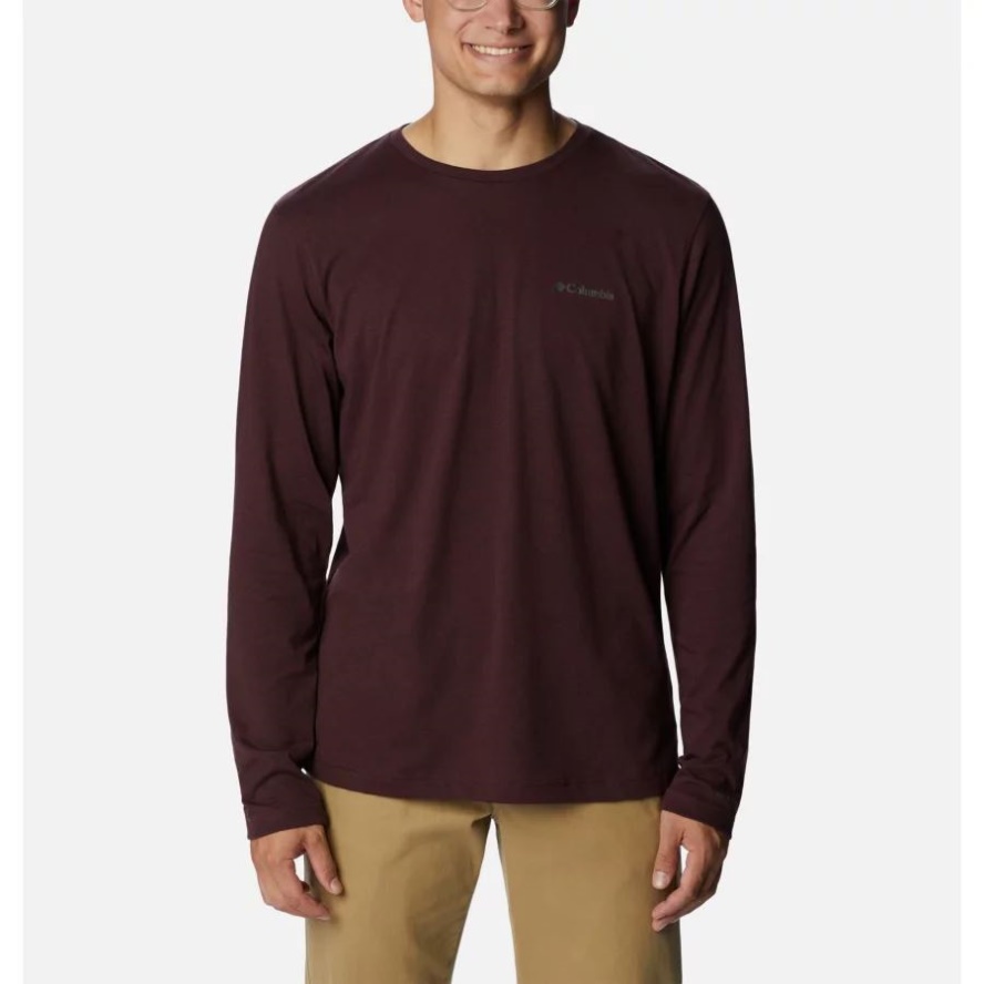 Elderberry Heather/Black Men's Thistletown Hills Long Sleeve Crew Shirt Columbia Sale