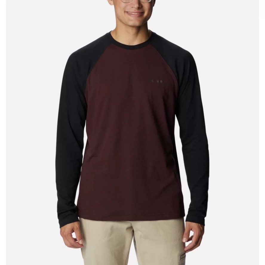 Elderberry Heather/Black Men's Thistletown Hills Raglan Shirt Columbia Sale