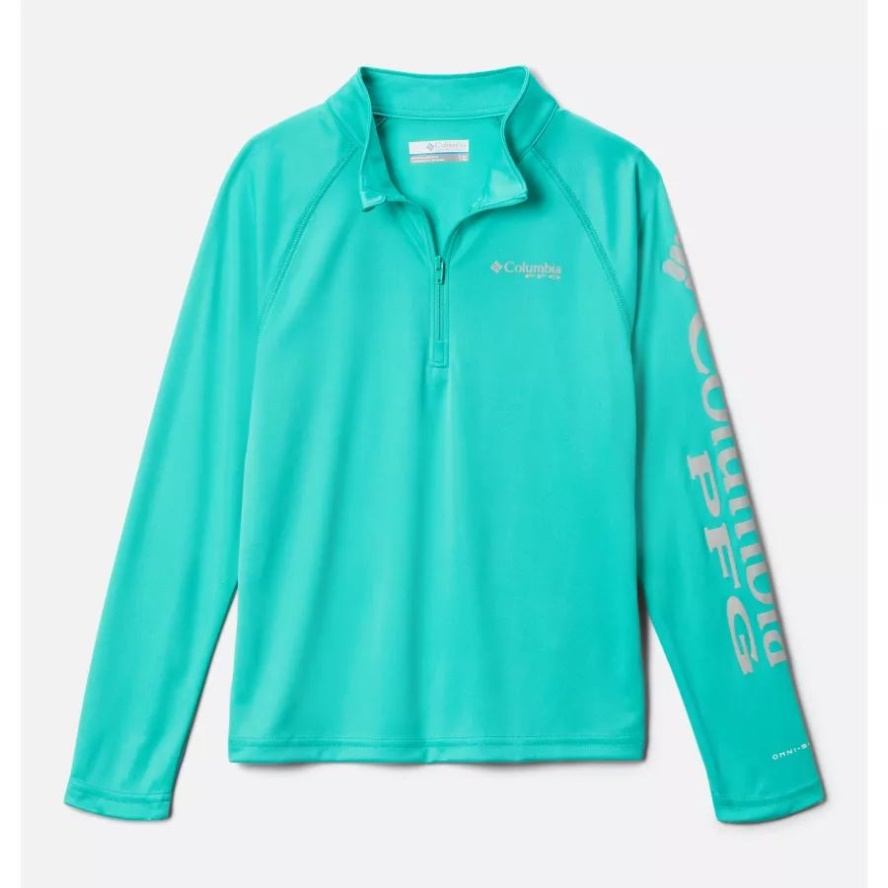 Electric Turquoise Boys' PFG Terminal Tackle Quarter Zip Pullover Columbia Sale