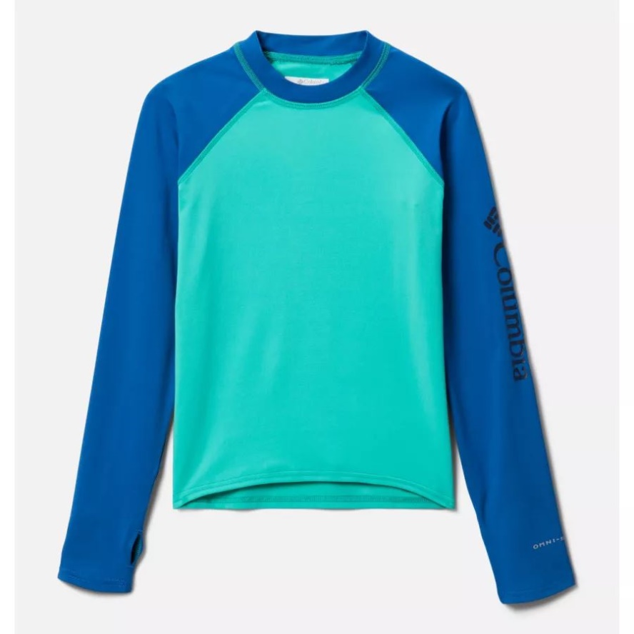 Electric Turquoise/Bright Indigo Kids' Sandy ShoresLong Sleeve Sunguard Shirt Columbia Sale