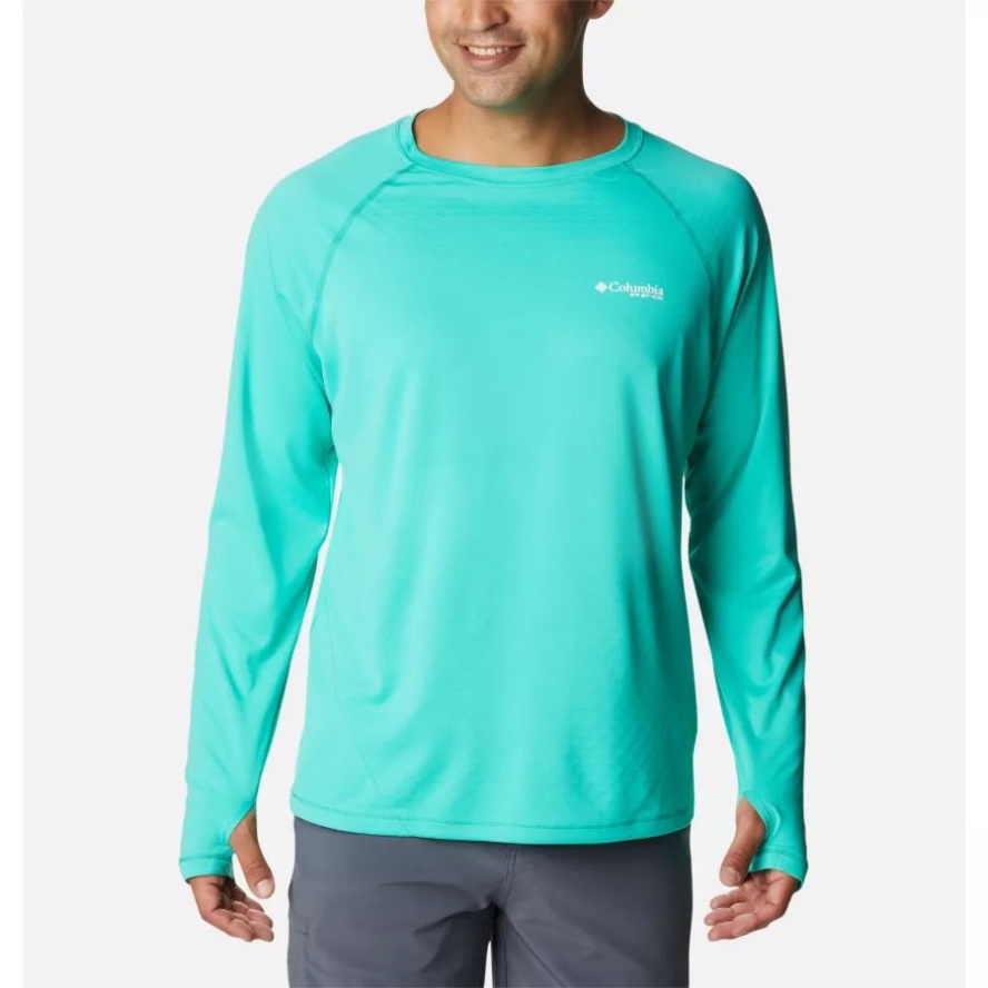 Electric Turquoise Columbia Sale Men's PFG Zero Rules Ice Long Sleeve Shirt