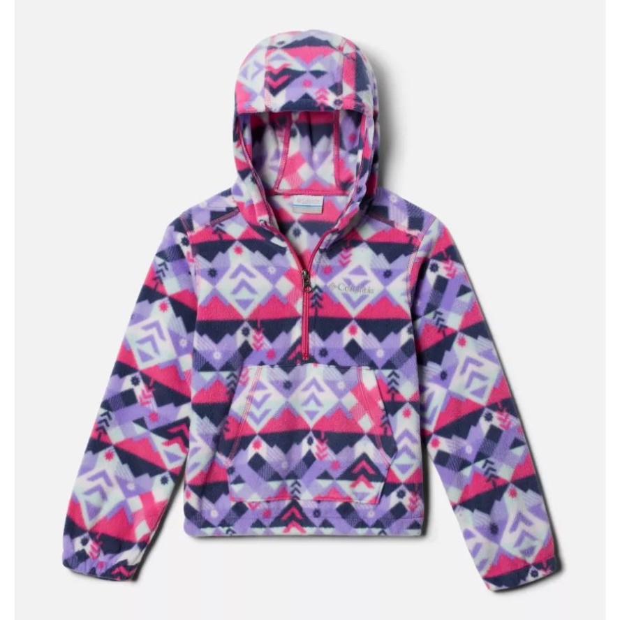 Girls' Benton Springs Hooded Half Zip Fleece Pullover White Checkpoint Columbia Sale