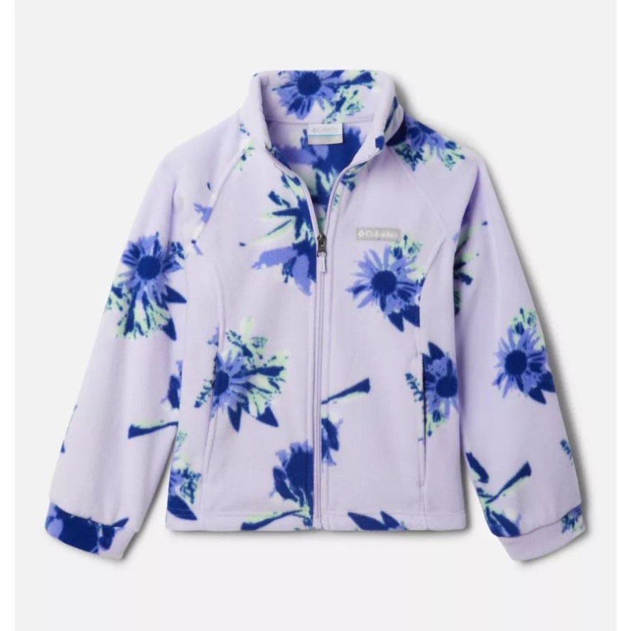 Girls' Benton Springs II Printed Fleece Jacket Columbia Sale Brand Purple Tint Staycation