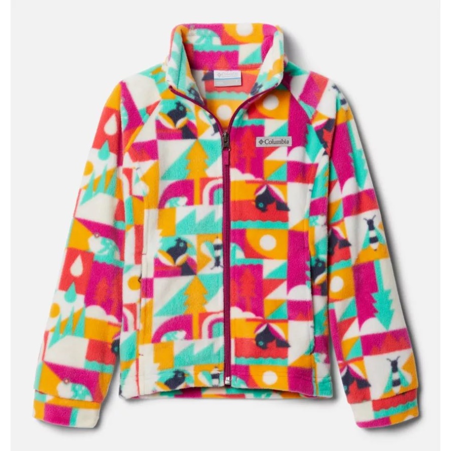 Girls' Benton Springs II Printed Fleece Jacket Wild Fuchsia Summer Escape Columbia Sale