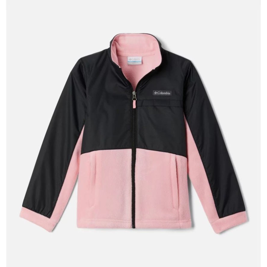 Girls' Benton Springs III Overlay Fleece Jacket Columbia Sale Pink Orchid/Black