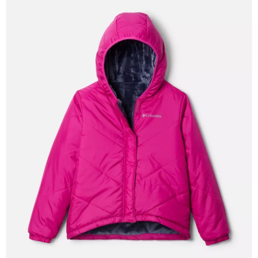 Girls' Big Fir Hooded Reversible Jacket Wild Fuchsia/Nocturnal Columbia Sale