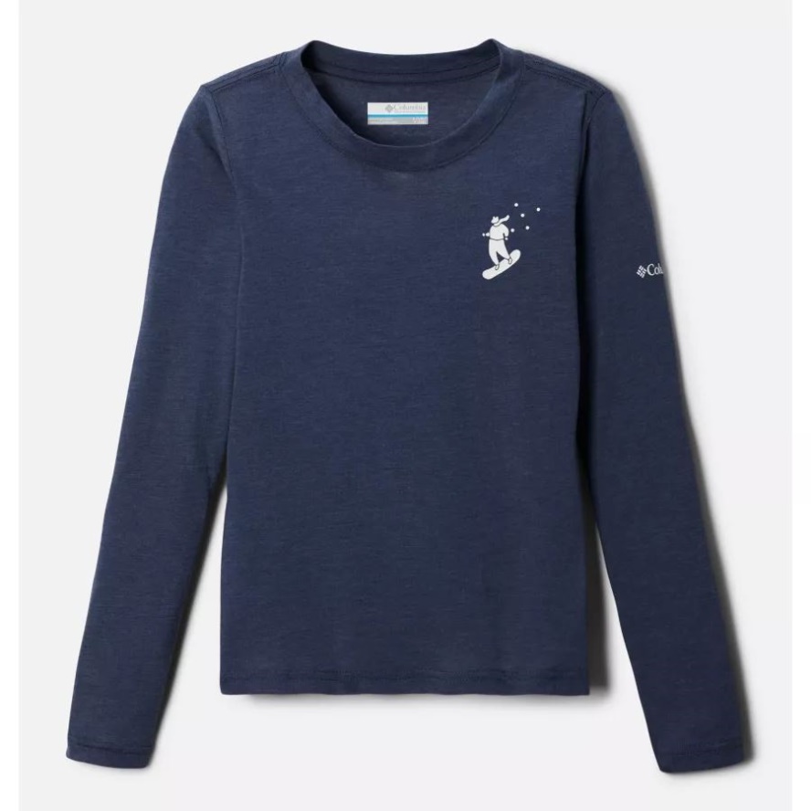 Girls' Hazeldel Hill Long Sleeve Graphic T-Shirt Columbia Sale Nocturnal/Gem Skier