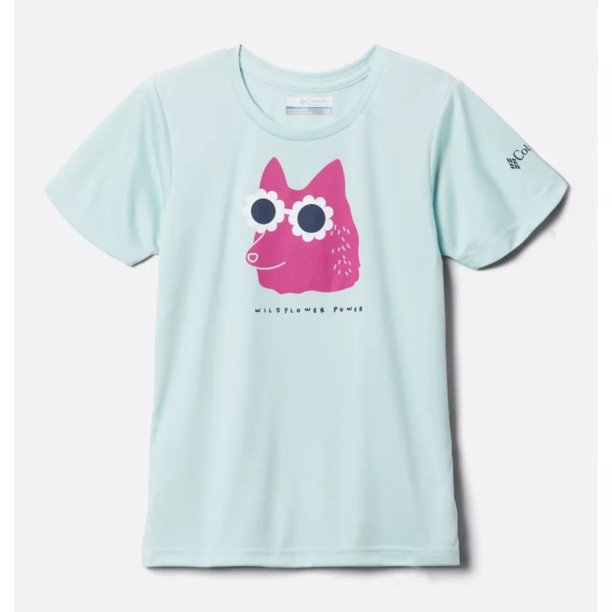 Girls' Mirror Creek Short Sleeve Graphic T-Shirt Columbia Sale Icy Morn Wildflower Power
