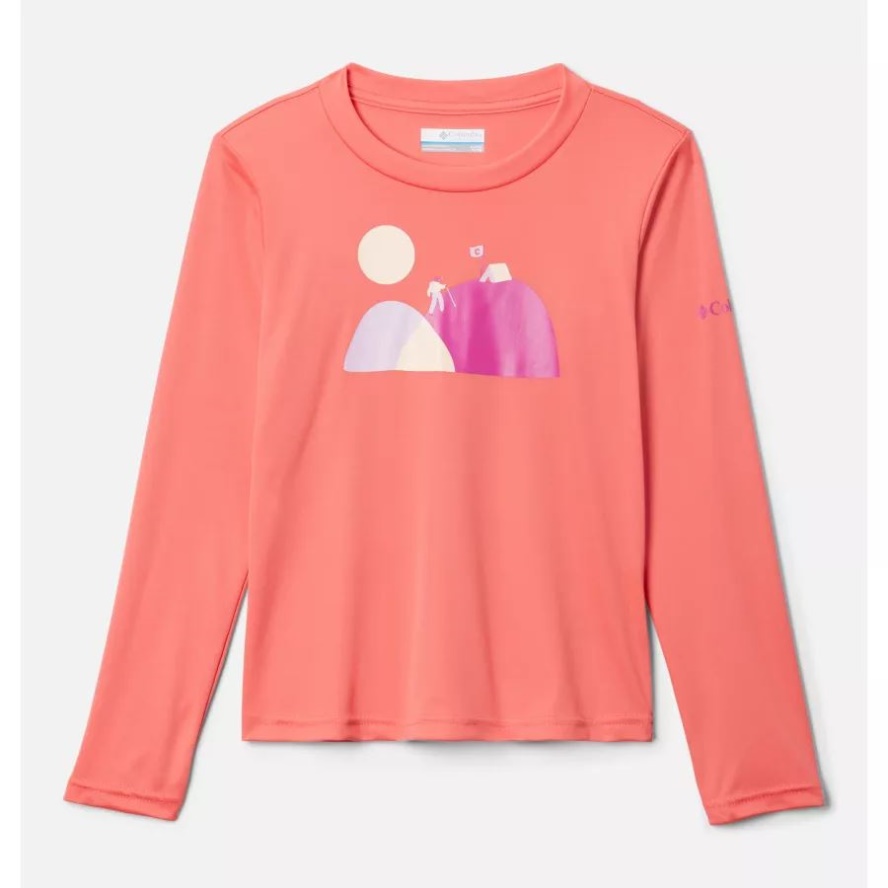 Girls' Mirror Rock Long Sleeve Graphic Shirt Blush Pink/Foxy Hiker Columbia Sale