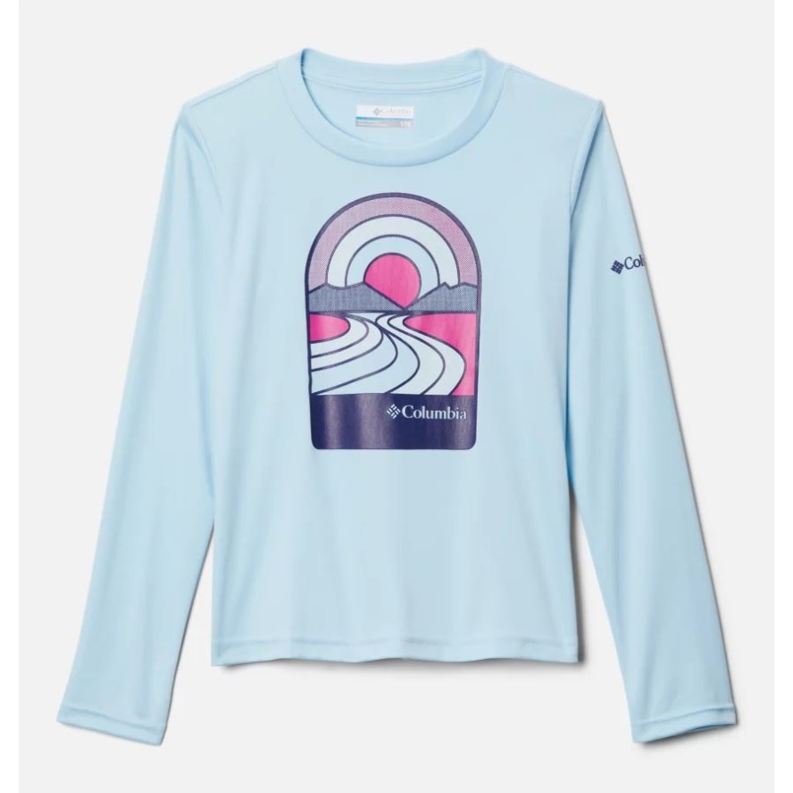 Girls' Mirror Rock Long Sleeve Graphic Shirt Columbia Sale Spring Blue/Suntrek Trails II