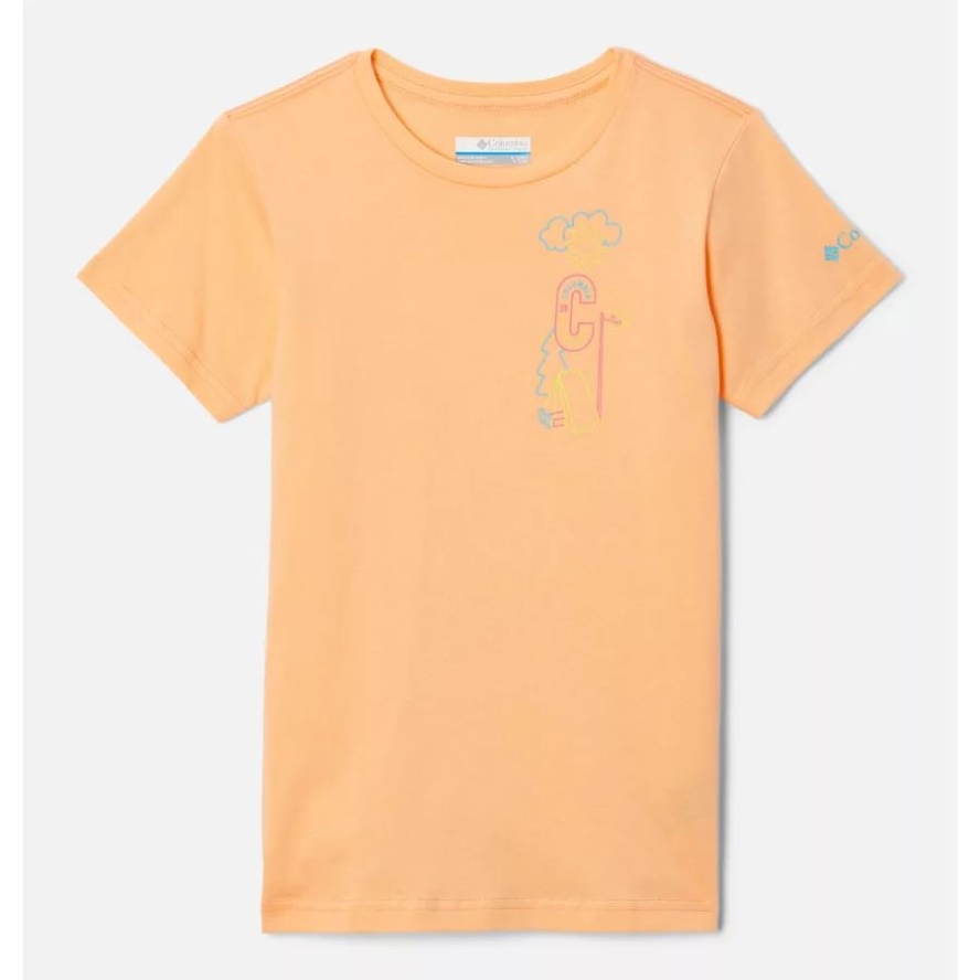 Girls' Mission Lake Short Sleeve Graphic T-Shirt Columbia Sale Peach/Camp CSC Graphic
