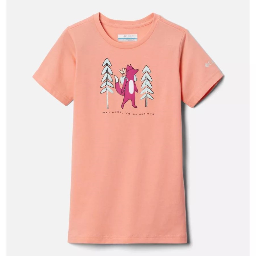 Girls' Mission Lake Short Sleeve Graphic T-Shirt Coral Reef Foxy Pack Columbia Sale
