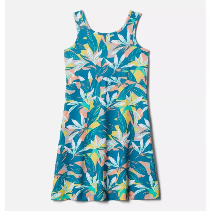Girls' PFG Freezer Dress II Electric Turquoise Hidden Paradise Columbia Sale