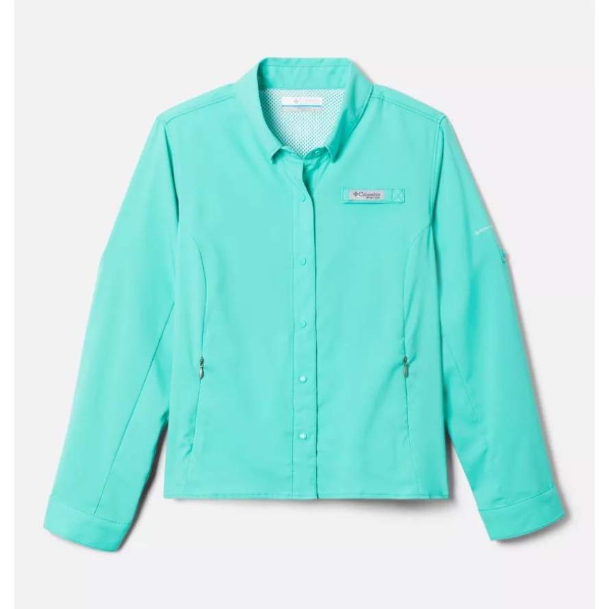 Girls' PFG Tamiami Long Sleeve Shirt Columbia Sale Electric Turquoise
