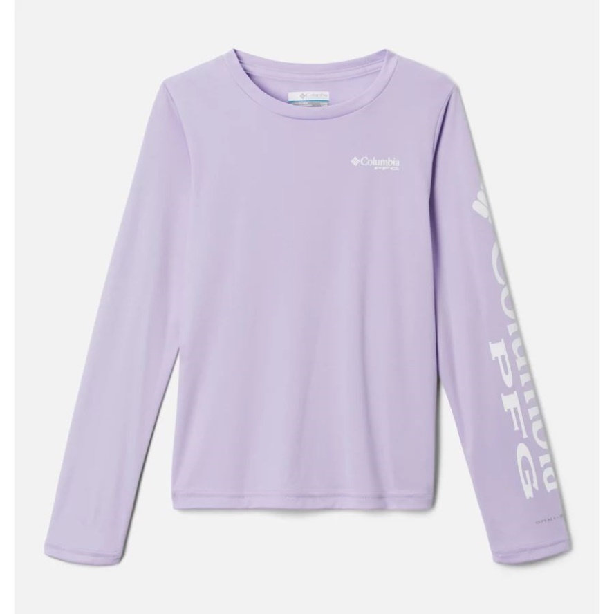 Girls PFG Tidal Long Sleeve T-Shirt Soft Violet/White Logo Columbia Sale