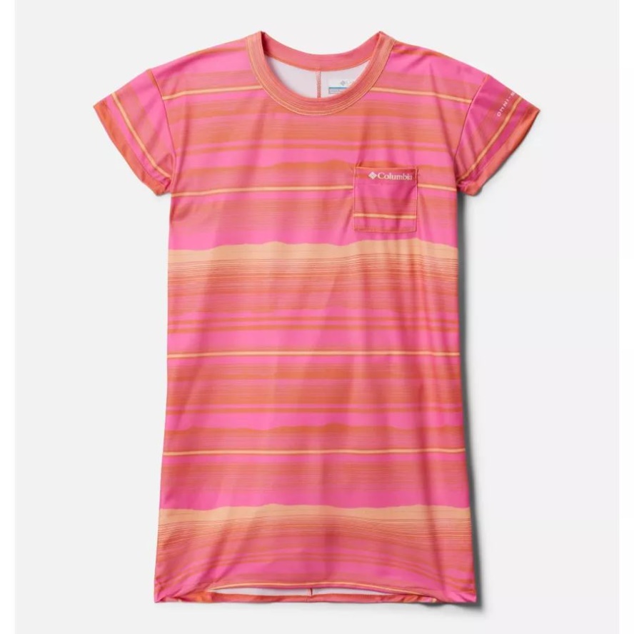 Girls' Parker Ridge Dress Sunset Orange Horizons Stripe Columbia Sale