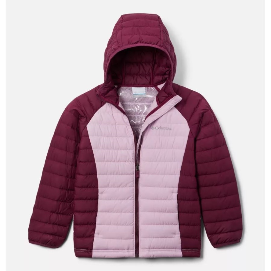 Girls' Powder Lite Hooded Jacket Columbia Sale Marionberry/Aura