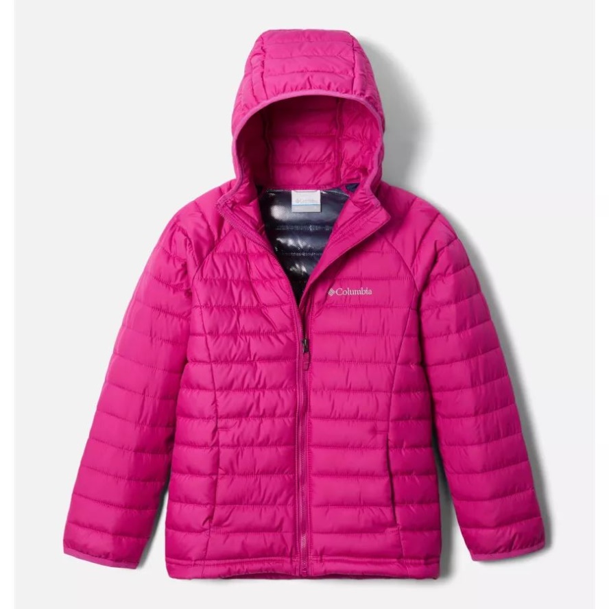 Girls' Powder Lite Hooded Jacket Wild Fuchsia Columbia Sale