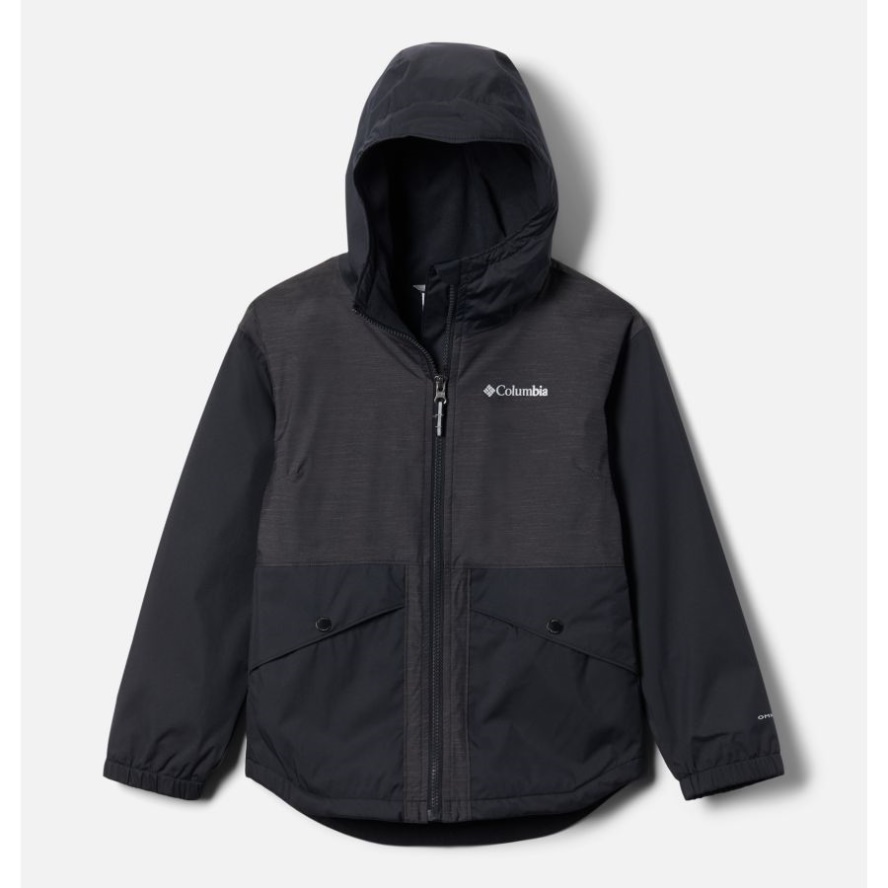 Girls' Rainy Trails Fleece Lined Jacket Black Columbia Sale
