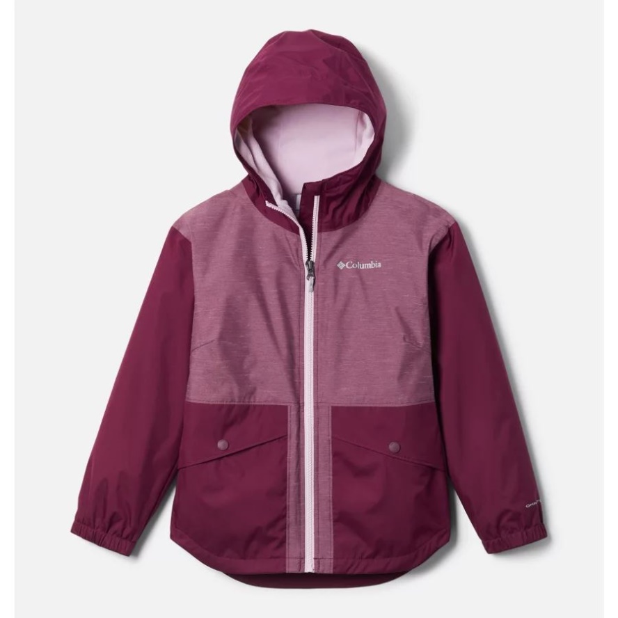 Girls' Rainy Trails Fleece Lined Jacket Columbia Sale Marionberry/Marionberry Slub