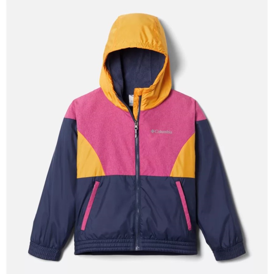 Girls' Side Hill Lined Windbreaker Columbia Sale Nocturnal/Wild Fuchsia/Mango