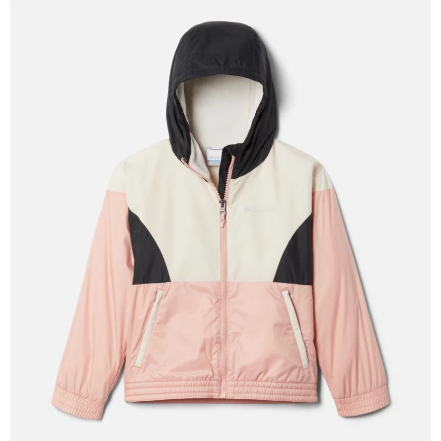 Girls' Side Hill Lined Windbreaker Faux Pink/Chalk/Shark Columbia Sale