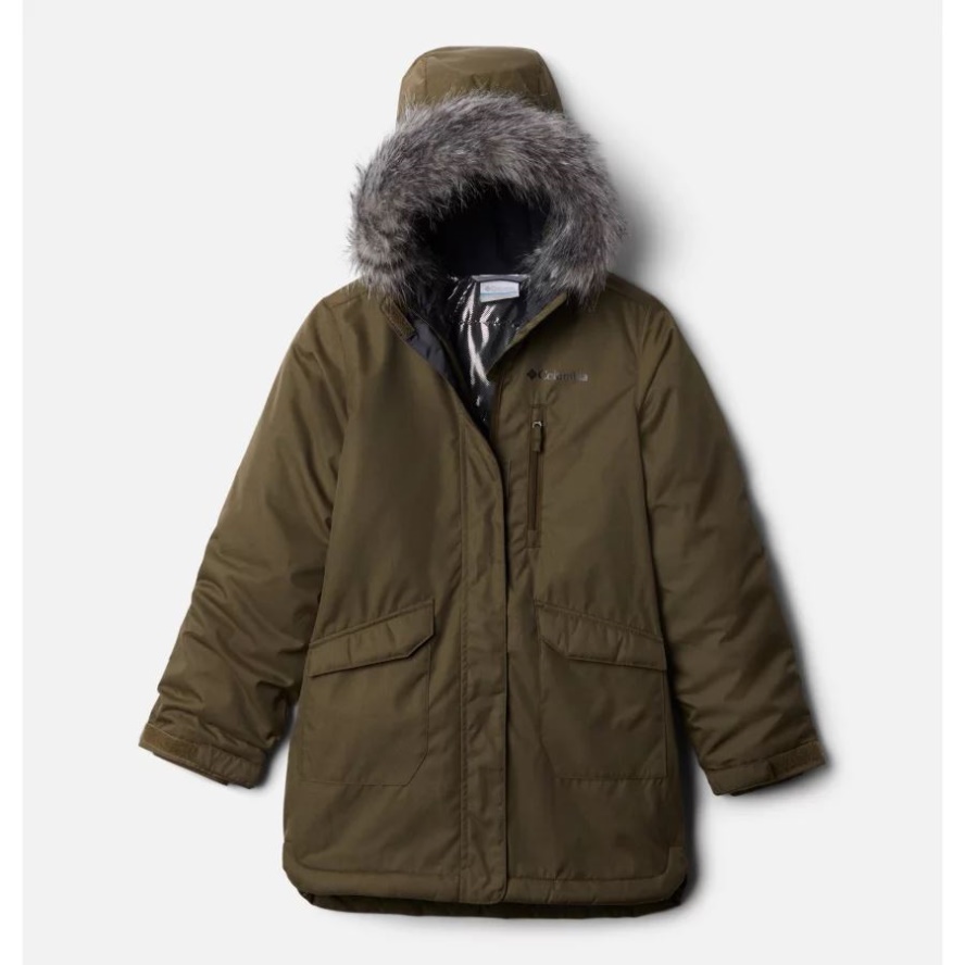 Girls' Suttle Mountain Long Insulated Jacket Columbia Sale Brand Olive Green