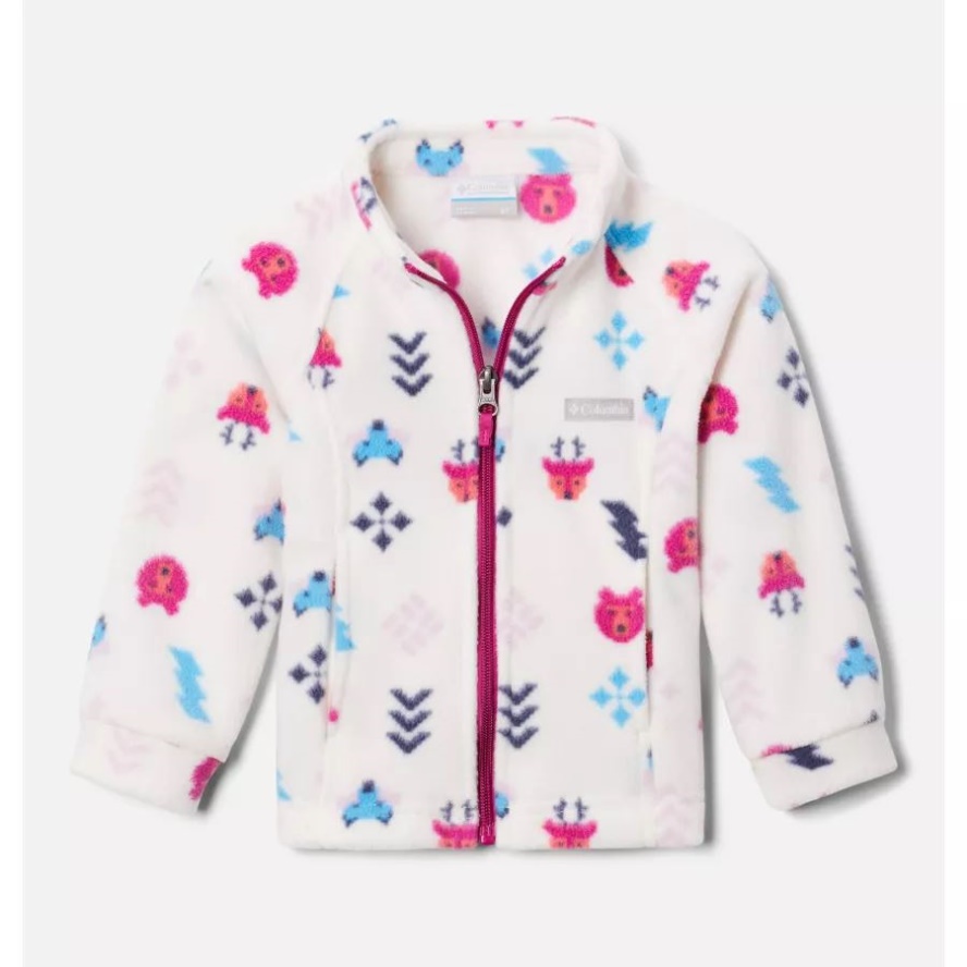 Girls' Toddler Benton Springs II Printed Fleece Jacket Chalk Woodlands Columbia Sale