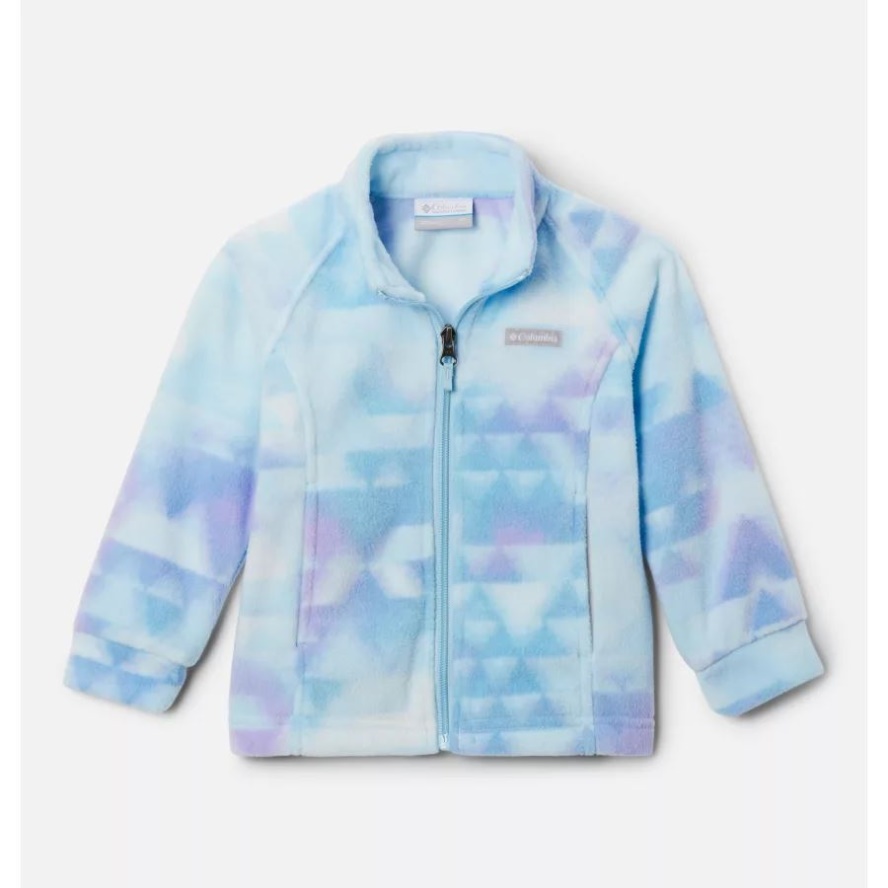 Girls' Toddler Benton Springs II Printed Fleece Jacket Columbia Sale Spring Blue Distant Peaks