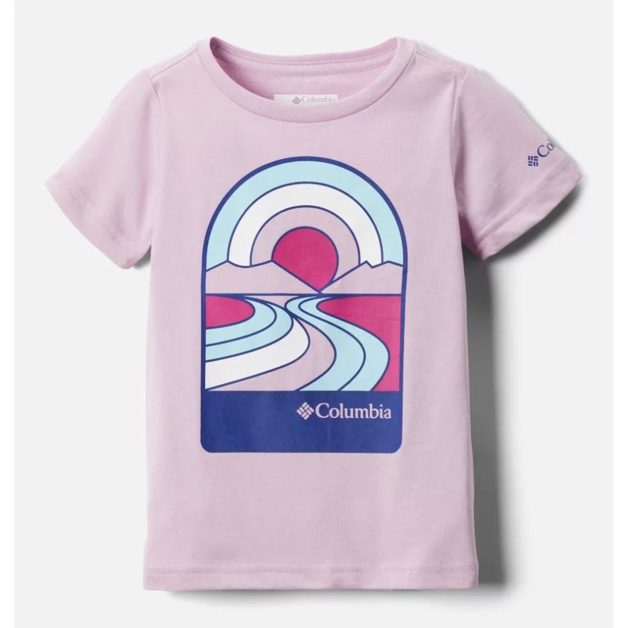 Girls' Toddler Bessie Butte Short Sleeve Graphic T-Shirt Aura/Suntrek Trails Columbia Sale