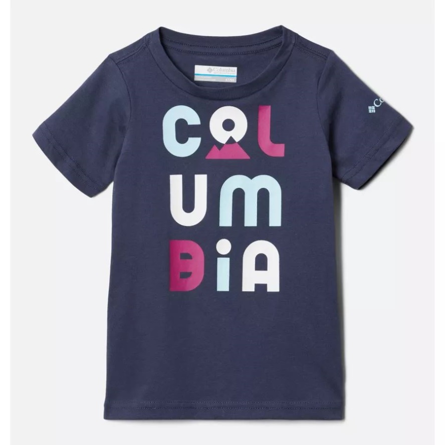 Girls' Toddler Bessie Butte Short Sleeve Graphic T-Shirt Columbia Sale Nocturnal/CSC Peaks