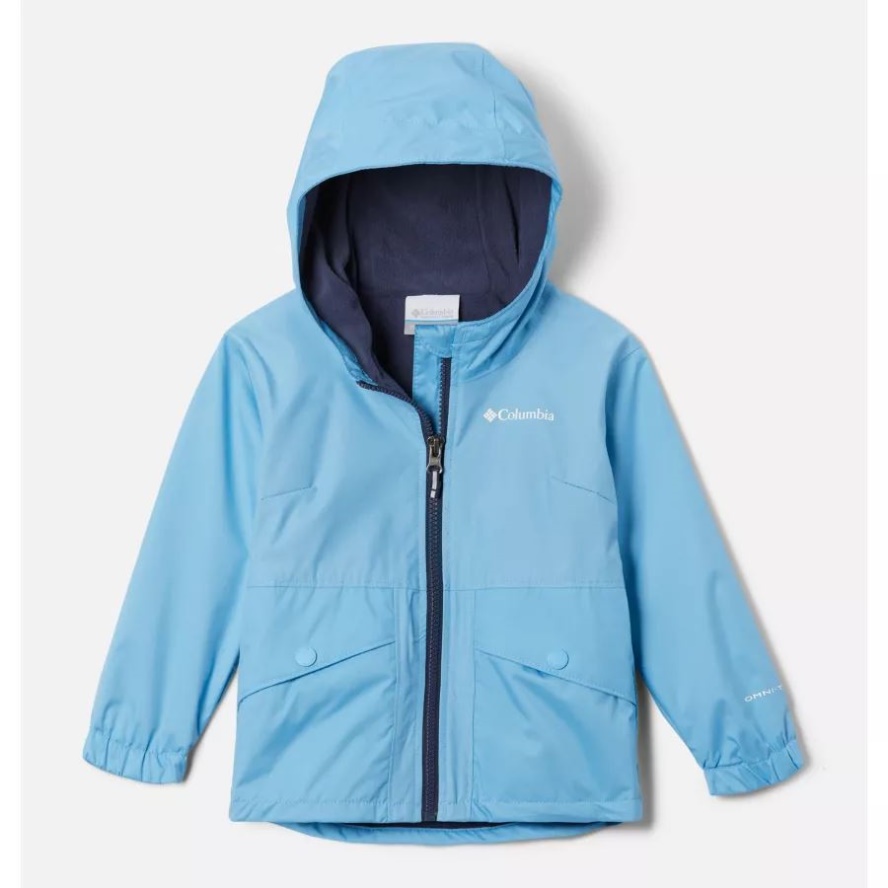 Girls' Toddler Rainy Trails Fleece Lined Jacket Columbia Sale Vista Blue/Vista Blue Slub