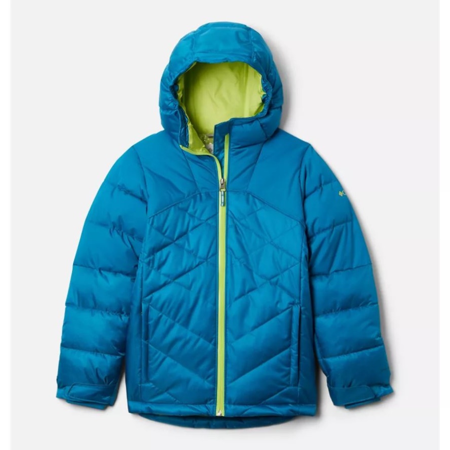 Girls' Winter Powder Quilted Ski Jacket Fjord Blue/Fjord Blue Sheen Columbia Sale