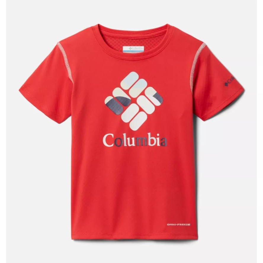 Girls' Zero Rules Short Sleeve Graphic Shirt Columbia Sale Red Hibiscus Gem Scape