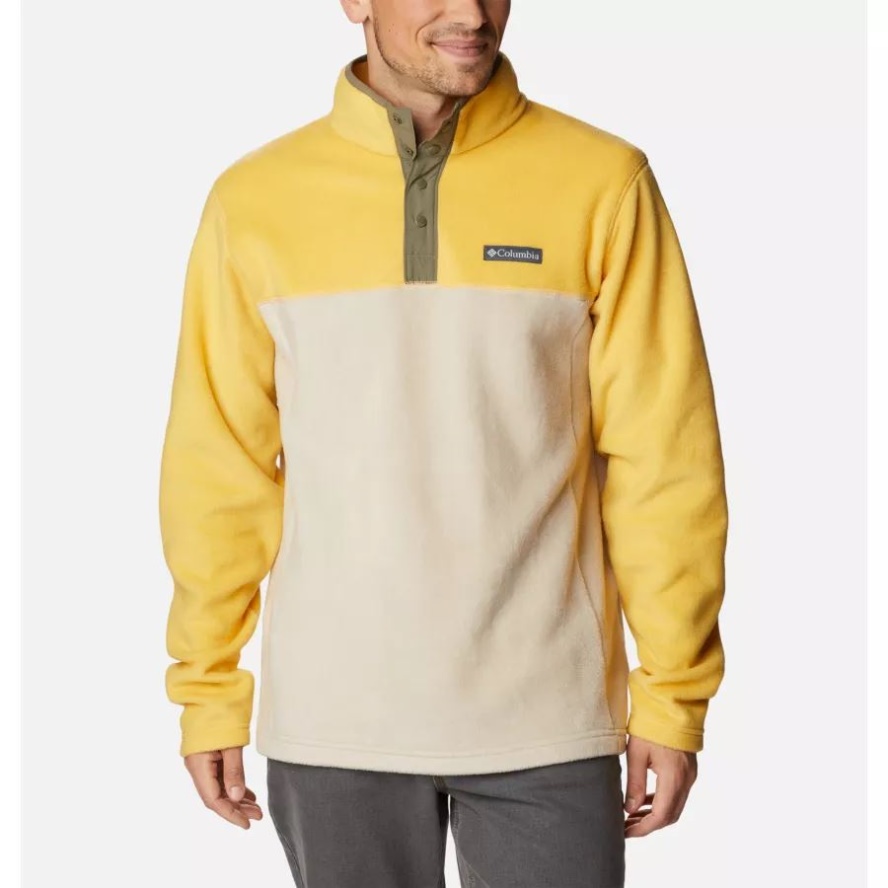 Golden Nugget/Anct Fssl/Stone Green Men's Steens Mountain Half Snap Fleece Pullover Columbia Sale