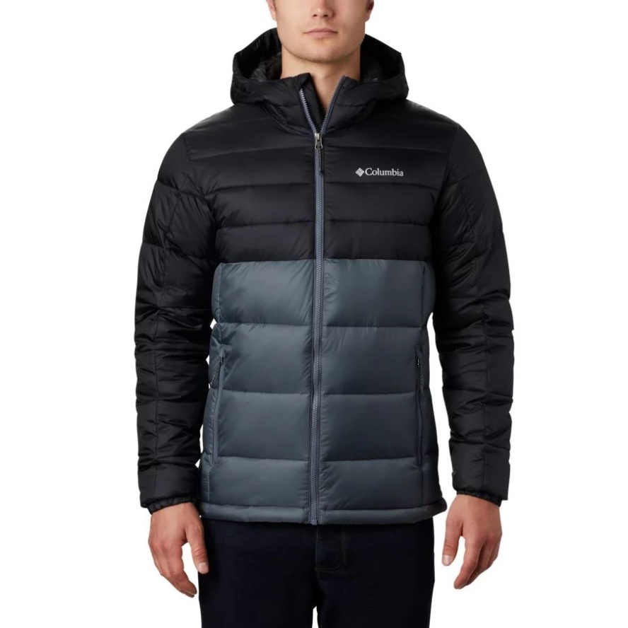 Graphite/Black Men's Buck Butte Hooded Synthetic Down Jacket Columbia Sale