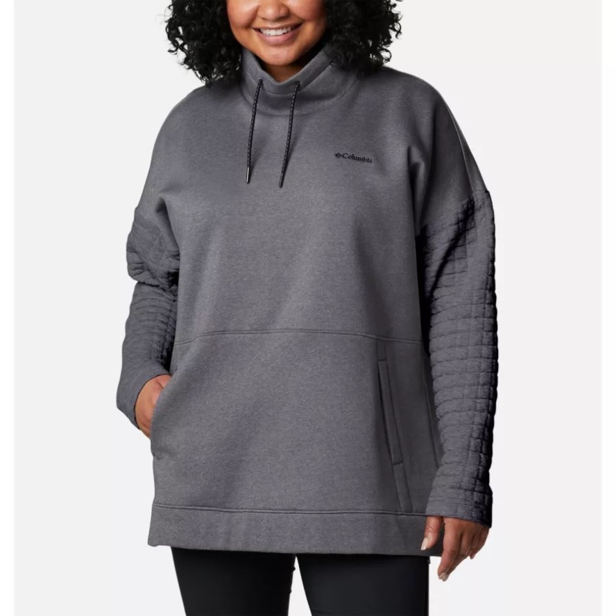Grey Ash Heather Columbia Sale Women's Sunday Summit Oversized Funnel Pullover Plus Size