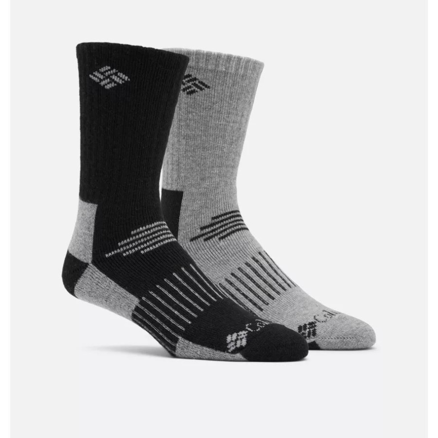 Grey/Black Columbia Sale Men's Cotton Casual Crew Sock 2 Pack
