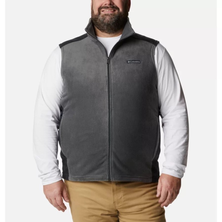 Grill/Black Columbia Sale Men's Steens Mountain Fleece Vest Big