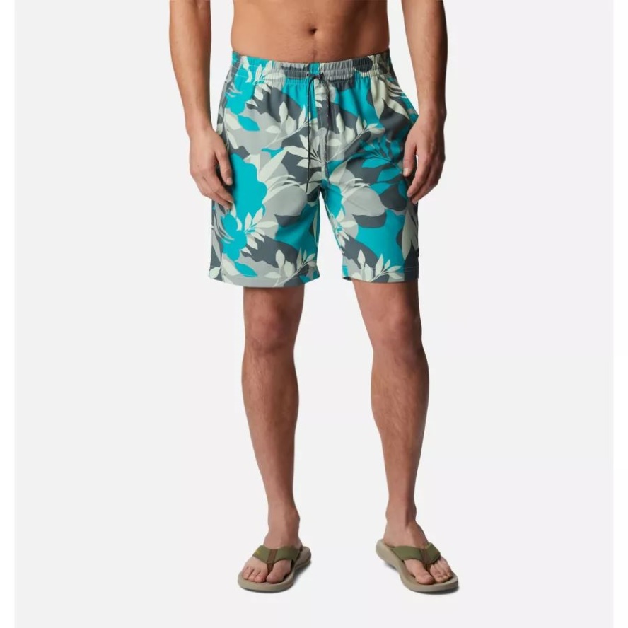 Ice Green Floriated Men's Summertide Stretch Printed Shorts Columbia Sale