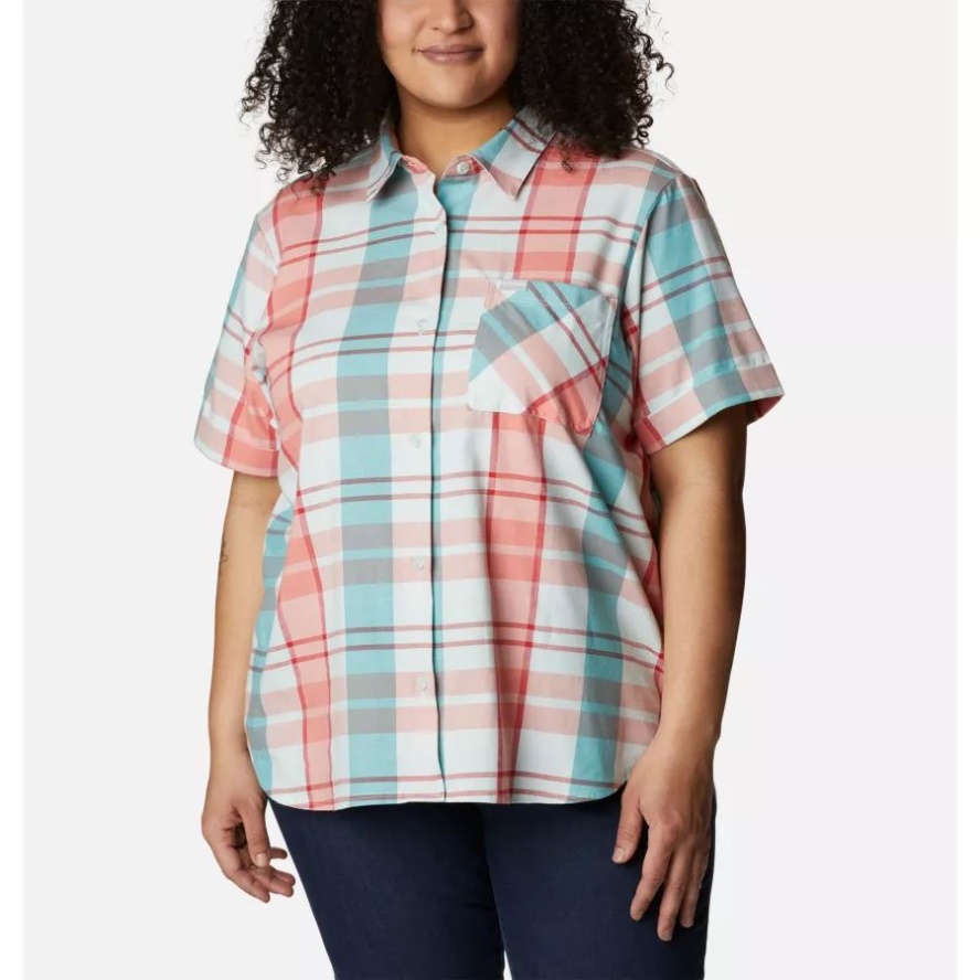 Icy Morn Madras Women's Anytime Casual Stretch Short Sleeve Shirt Plus Size Columbia Sale