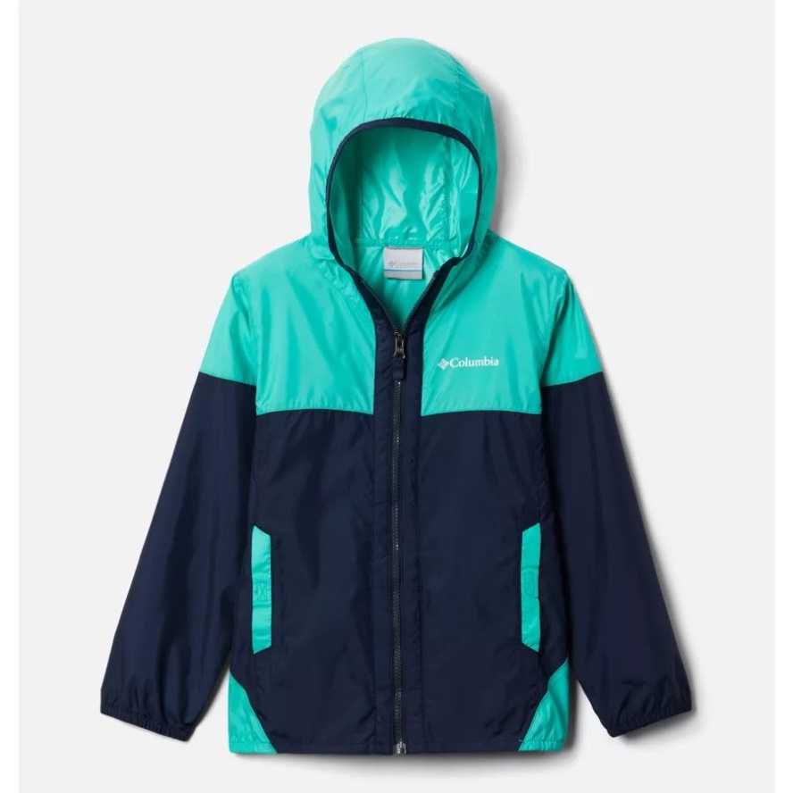 Kids' Flash Challenger Windbreaker Jacket Collegiate Navy/Electric Turquoise Columbia Sale