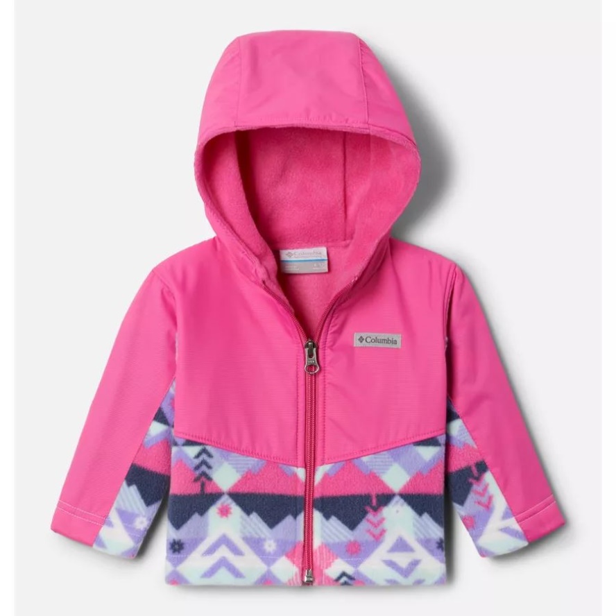 Kids' Infant Steens Mountain Overlay Hooded Jacket White Checkpoint/Pink Ice Columbia Sale