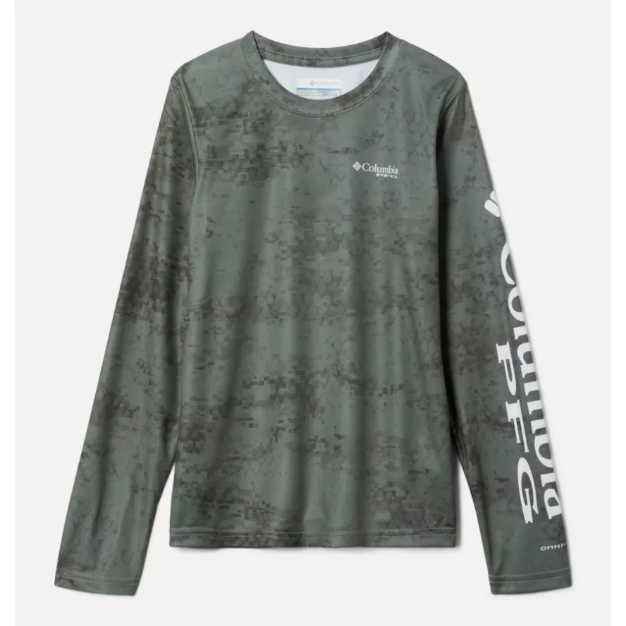 Kids' PFG Super Terminal Tackle Long Sleeve Shirt Columbia Sale Cypress PFG Camo