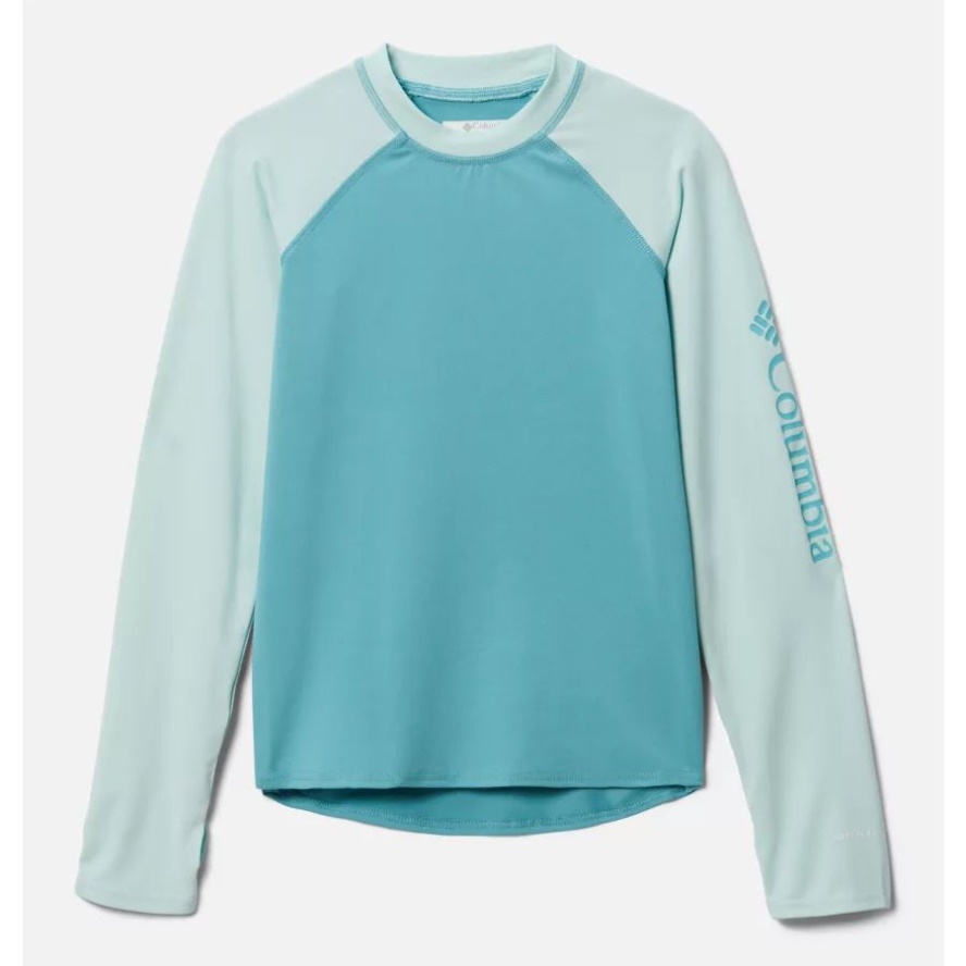 Kids' Sandy ShoresLong Sleeve Sunguard Shirt Columbia Sale Sea Wave/Icy Morn