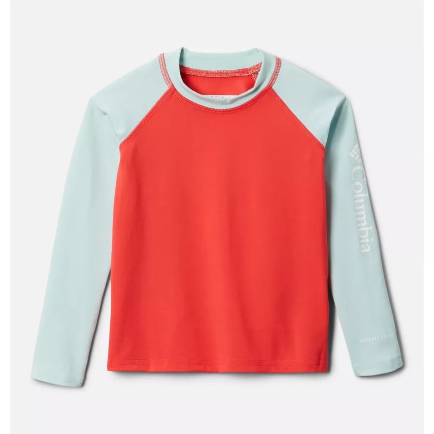 Kids' Toddler Sandy Shores Long Sleeve Sunguard Shirt Columbia Sale Red Hibiscus/Icy Morn