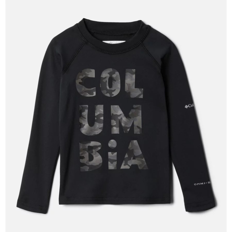 Kids' Toddler Sandy Shores Printed Long Sleeve Sunguard Shirt Columbia Sale Black Camo Type