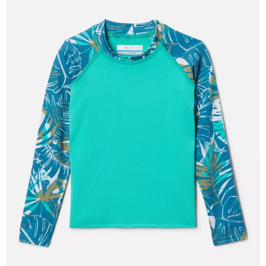 Kids' Toddler Sandy Shores Printed Long Sleeve Sunguard Shirt Electric Turquoise/Deep Marine King Pal Columbia Sale