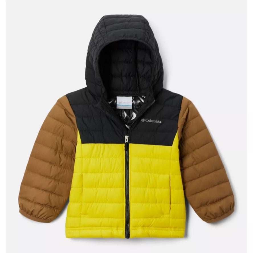 Laser Lemon/Black/Delta Columbia Sale Boys' Toddler Powder Lite Hooded Jacket